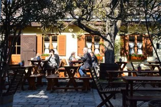 Heurigen Obermann: Tuin vol oleanders