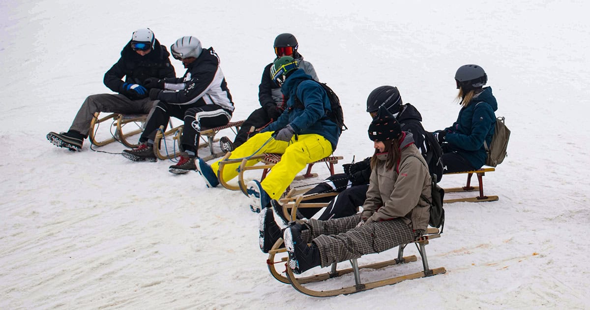 Rodelen in skigebied Elfer