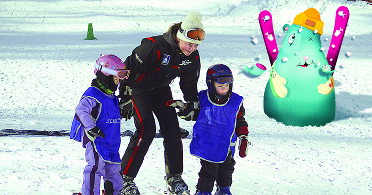Mascotte Big Ron in skigebied Schlick 2000