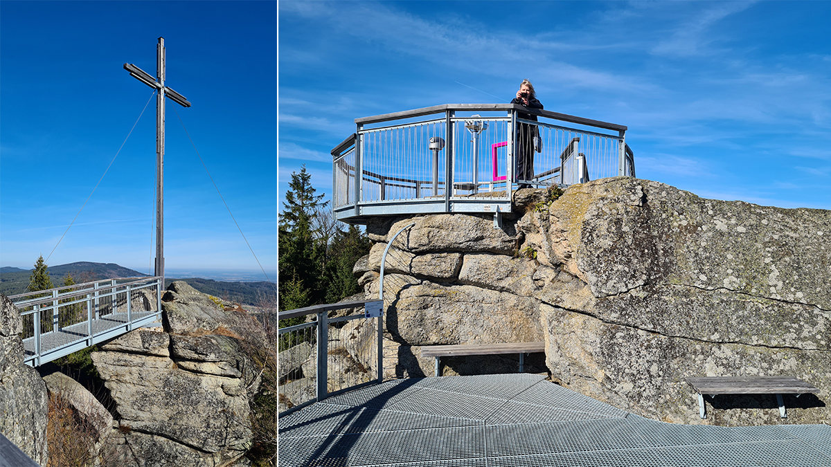 Gipfelkreuz en uitzichtsplatform op de Nebelstein