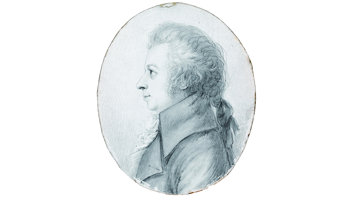 Mozart-portret, potloodtekening van Doris Stock. 