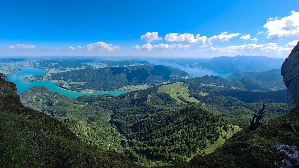 Uitzicht op de Mondsee en Traunsee