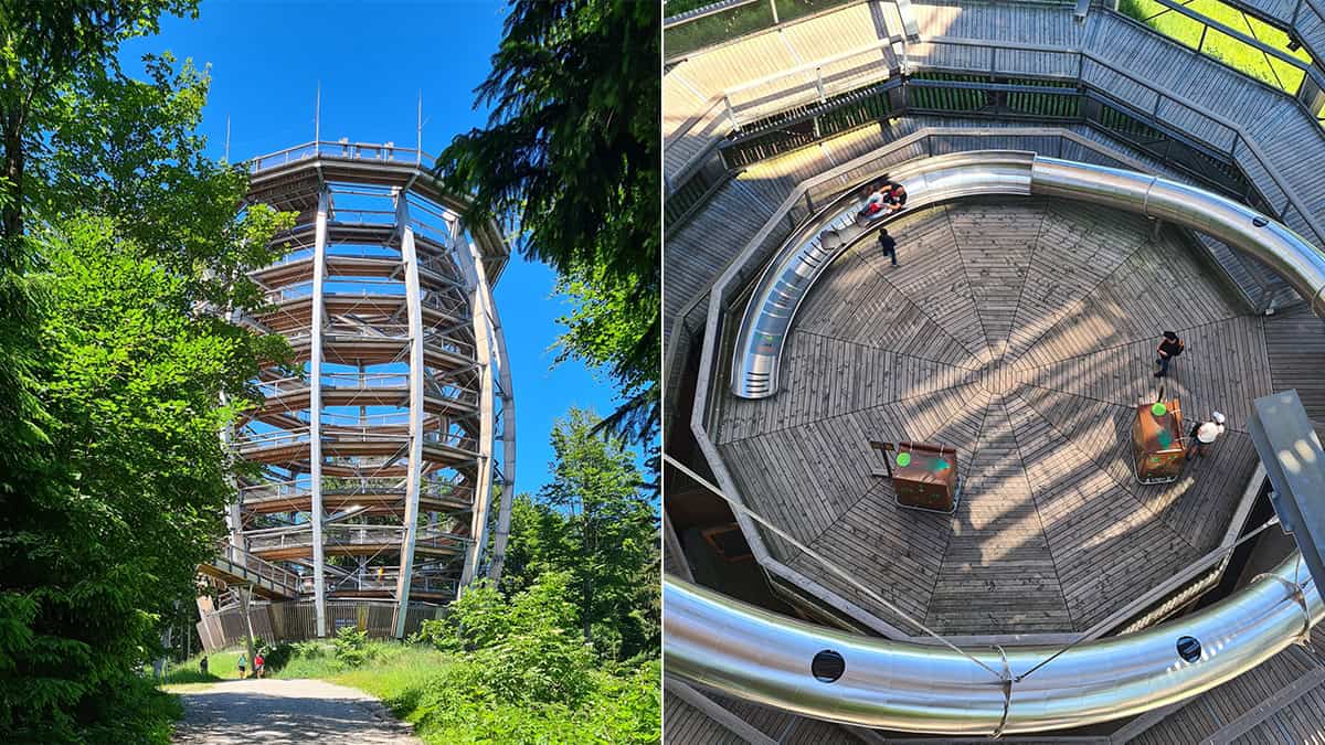 De uitzcihttoren met glijbaan