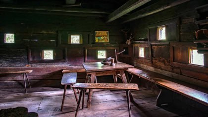 'Bauernstube' in het Openluchtmuseum Maria Saal